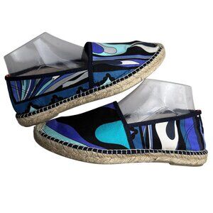 Respoke Womens NATALIA Blue Classic Silk Scarf Espadrilles Made in Spain Size EU